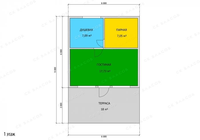 Планировка первого этажа - A-frame-баня-2 (6x6)