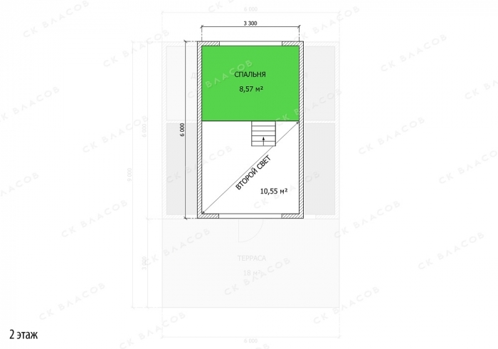 Планировка второго этажа - A-frame-баня-1 (6x6)