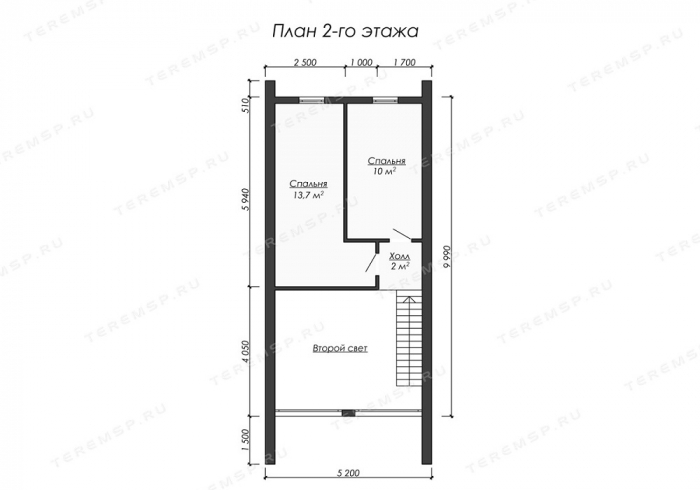 Планировка второго этажа - БАРН-5 (5,2х12)