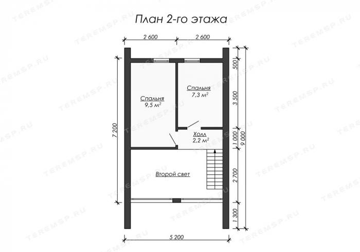 Планировка второго этажа - БАРН-7 (5,2х9)