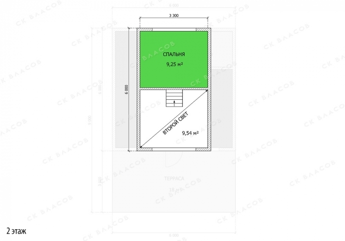 Планировка второго этажа - A-frame-1 (6x6)